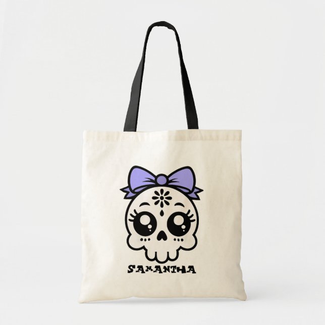 Tote Caveira com Arco - Personalize o Bolsa de doces (Frente)