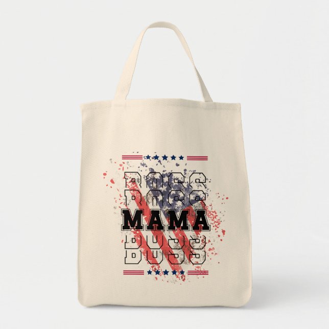 Tote Chefe Mama Bolsa Patriótico | Forte Bolsa de canva (Frente)
