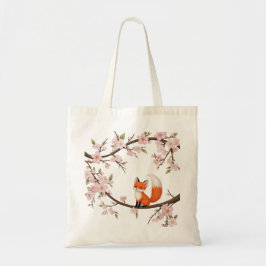 Tote Cherry Blossoms & Cute Fox - Bolsa do Orçamento Ar