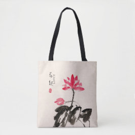Tote Chinês pintado com Watercolor Floral Lotus Bolsa