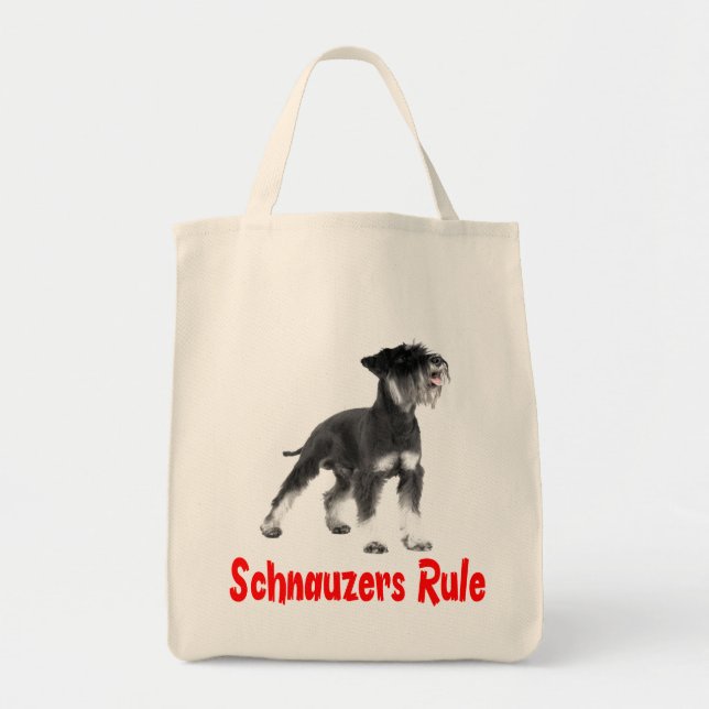 Tote Cinza Miniatura Schnauzer Cão Vermelho Bolsa (Frente)