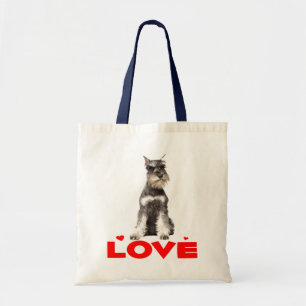 Tote Cinza Miniatura Schnauzer Cão Vermelho Bolsa