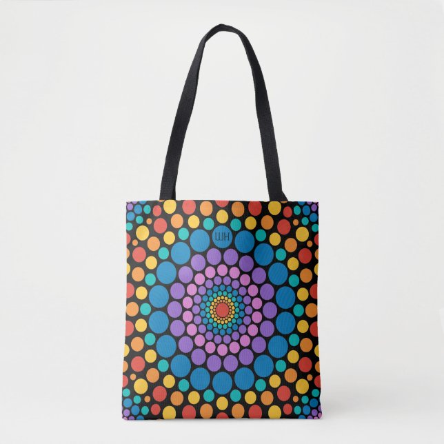 Tote Círculos! Bolsa de Monograma multicolorido (Frente)