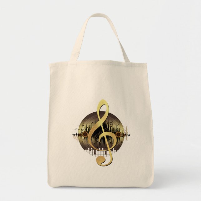Tote Clave de Sol Dourada Bolsa de Vinil Elegante Amant (Frente)