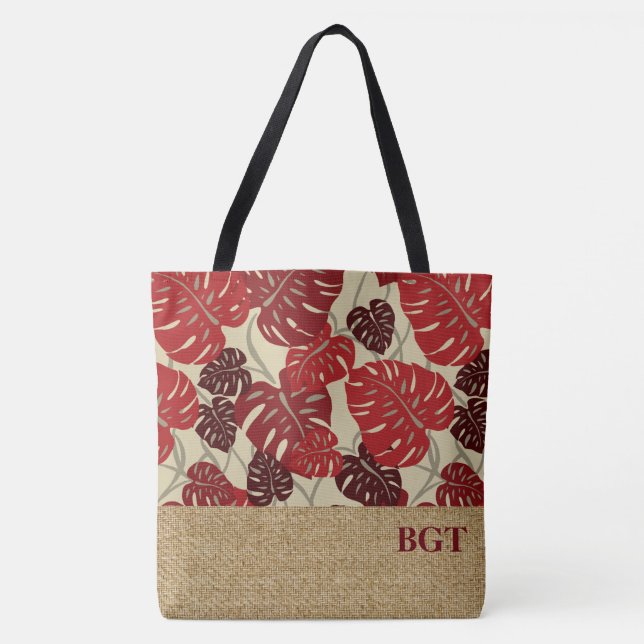 Tote Cliff Hanger Bolsa de praia Monstera do Havaí (Frente)