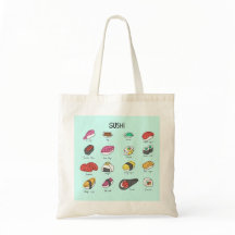 Coleção de sushi japonesa em sua bolsa de tote!