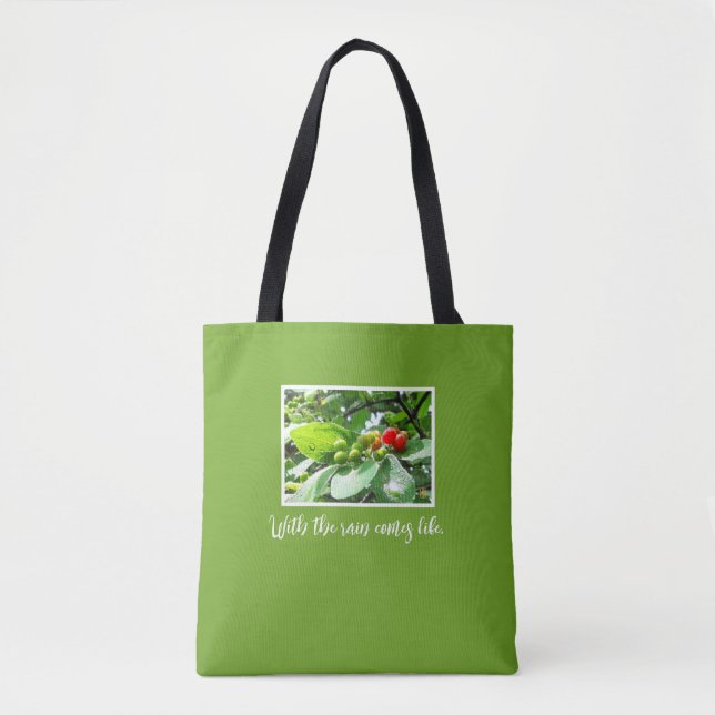 Tote Com a chuva vem o Bolsa do ombro da vida (Frente)