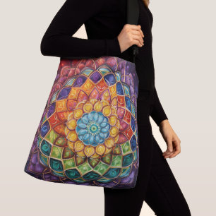 Tote com estampa de mandala colorida