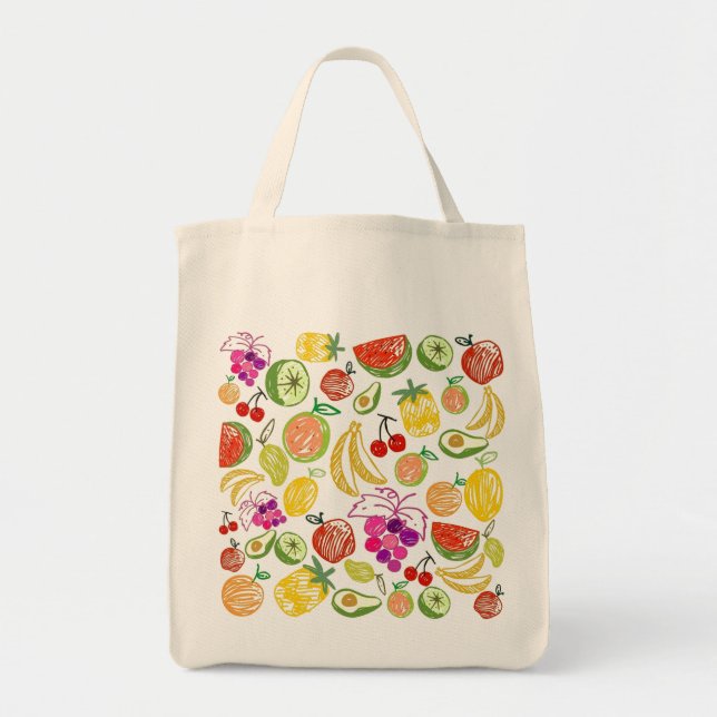 Tote Comidas Coloridas Bolsa de compra de Canvas reutil (Frente)