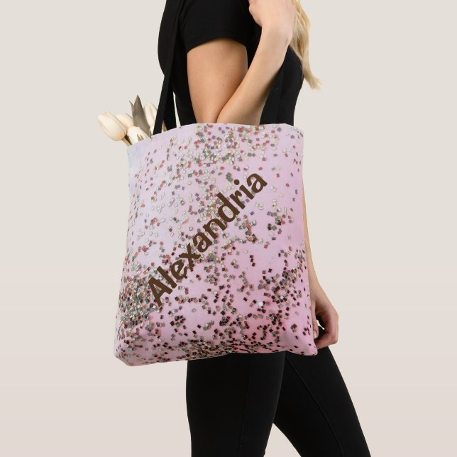 Tote Confetti no Bolsa personalizado cor-de-rosa (Close Up)