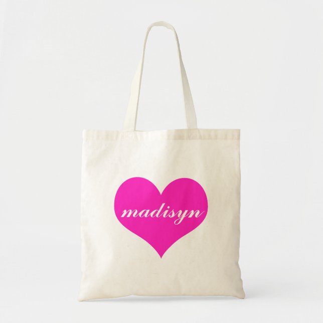 Tote Coração cor-de-rosa o bolsa personalizado do (Frente)