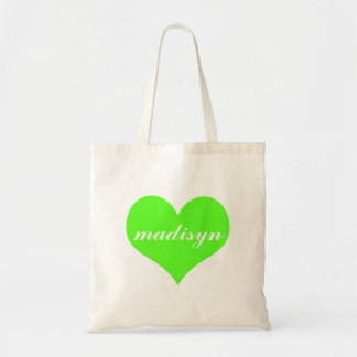 Tote Coração verde de néon o bolsa personalizado do