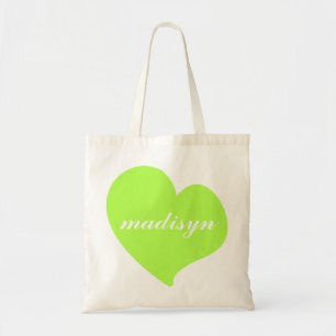 Tote Coração verde de néon o bolsa personalizado do