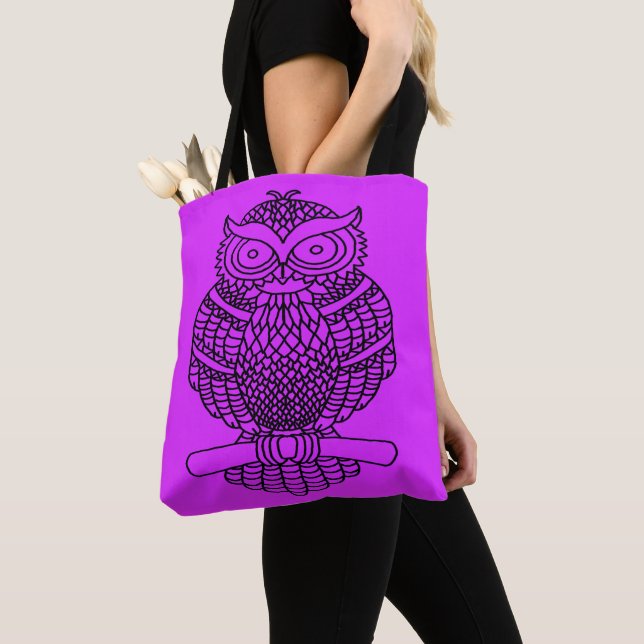 Tote Coruja (neon roxo) - Bolsa (Close Up)