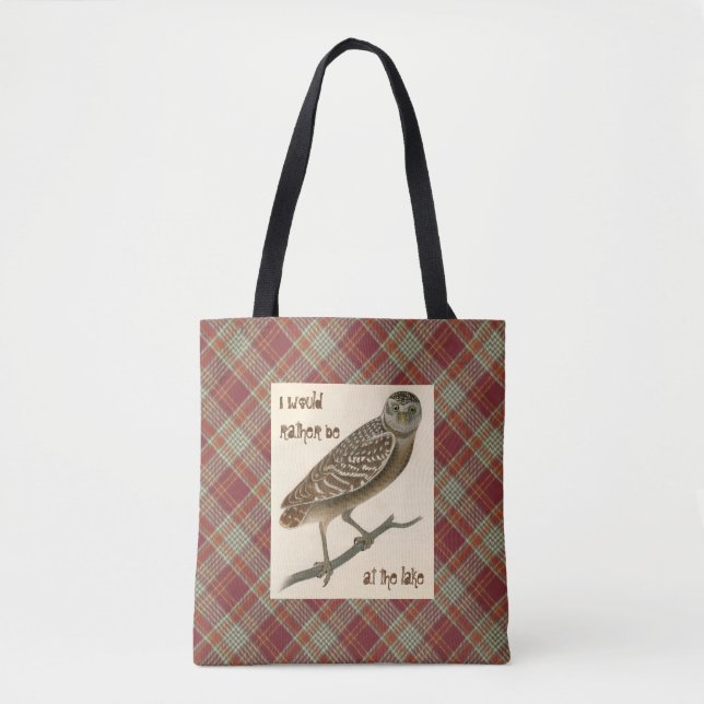 Tote Coruja Xadrez Vermelho Laranja Bolsa (Frente)