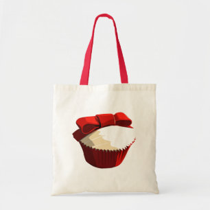Tote Cupcake vermelho de veludo com o bolsa do arco