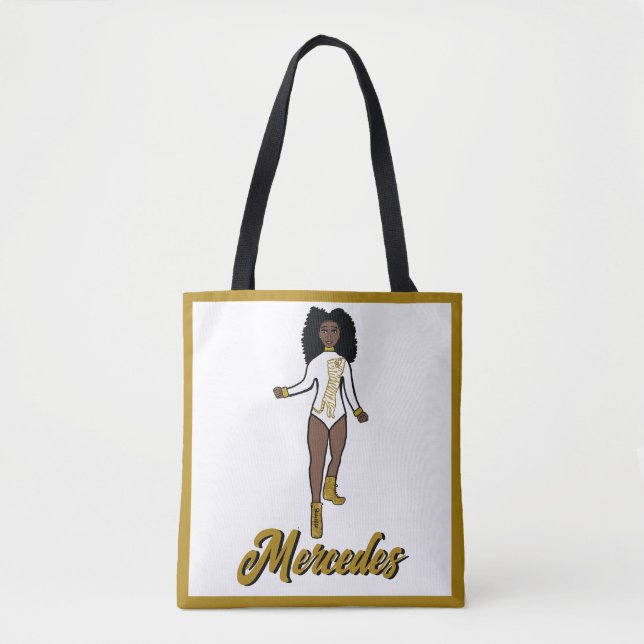 Tote Dançarina Personalizada Bolsa Branco/ Dourado Tigr (Frente)