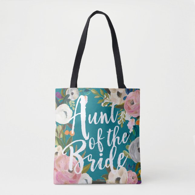 Tote de casamento floral escovado da tia da noiva (Frente)