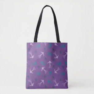 Tote de Padrão Floral de Engolir Lavanda Violet
