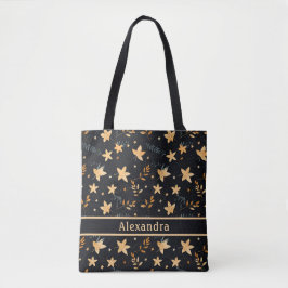 Tote de Padrão Preto da Folhagem de outono