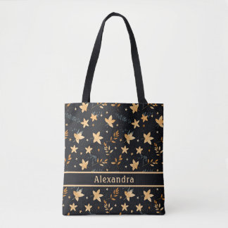 Tote de Padrão Preto da Folhagem de outono