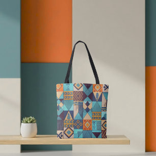 Tote de Patchwork Turquesa e Laranja