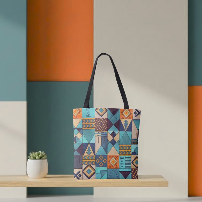 Tote de Patchwork Turquesa e Laranja (Criador carregado)