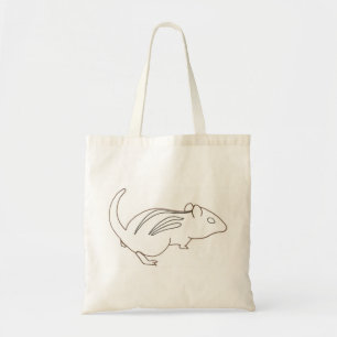 Tote Desenho de Arte de Contorno - chipmunk, bolsa de c