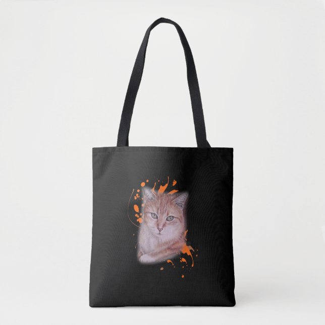Tote Desenho do gato de gato malhado e do bolsa (Frente)
