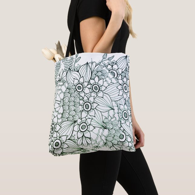 Tote Design de Arte de Rabisco ao comprar bolsa (Close Up)