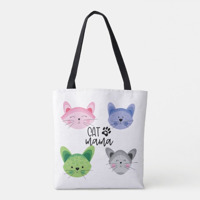 Tote Design de Cat Mama Personalizada | Bolsa de gato p (Verso)