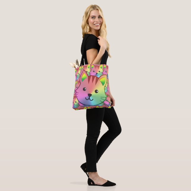 Tote Design de Gato Arco-Íris Personalizado | Bolsa de  (No(a) Modelo)