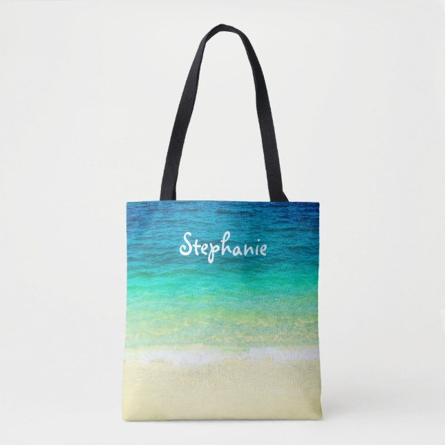 Tote design de praia bolsa personalizada tropical perso (Frente)