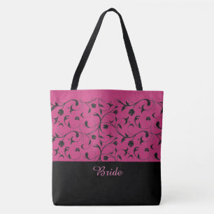 Tote Deslocamento de cor rosa-quente e preto da bolsa d