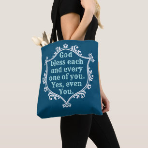 Tote Deus abençoe (azul) Bolsa