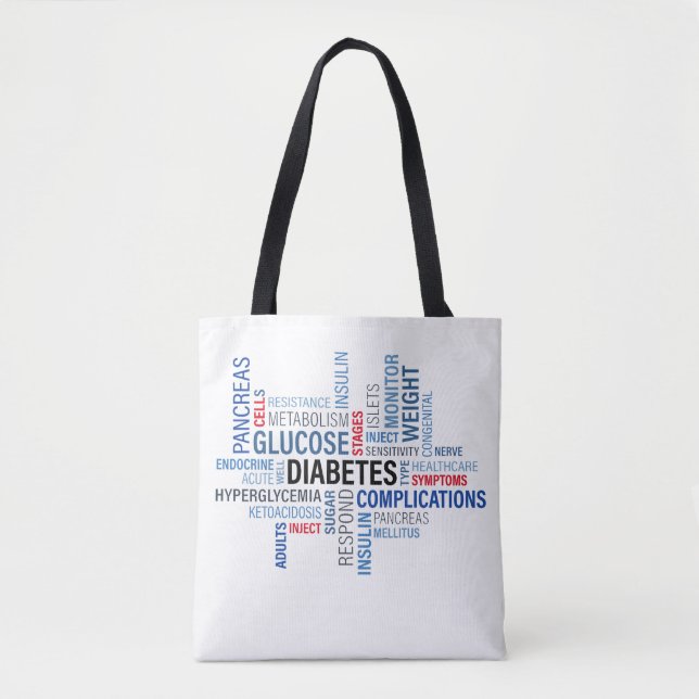 Tote Diabetes Palavras Bolsa (Frente)