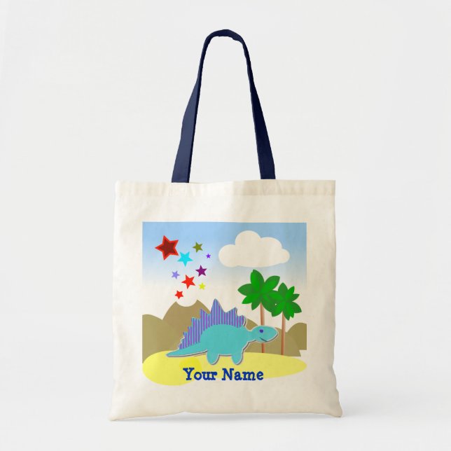 Tote Dinossauro & o bolsa azuis do saco de Vulcano das (Frente)