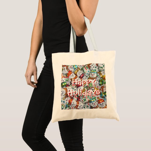 Tote Doce Snowmen Feliz Feriados para a bolsa (Frente (produto))
