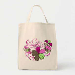 Tote Doodle Hibiscus Grocery Bolsa