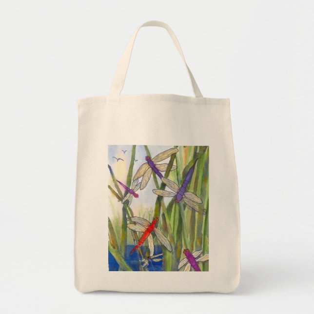 Tote Dragonfly Summer Grocery Bolsa (Frente)