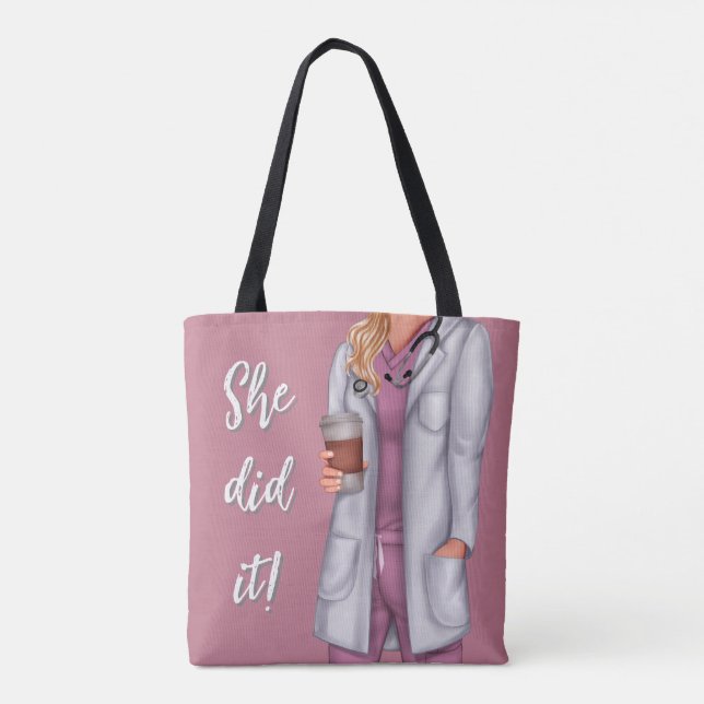 Tote Ela Fez Isso Bolsa de Lona de Médico (Verso)