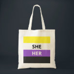 Tote Ela/seu bolsa Não-Binário do orçamento da bandeira<br><div class="desc">A bandeira não-binária que caracteriza ela/seus pronomes:)</div>