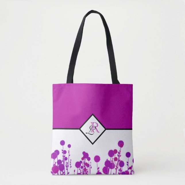 Tote Elegance Blooms: Bolsa de Monograma Personalizado (Frente)
