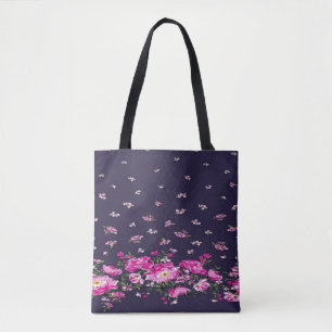 Tote Elegância Edgy com a Bolsa Floral Preta