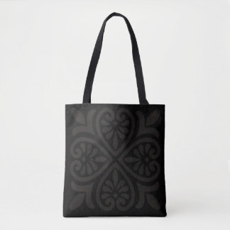 Tote Elegante Preto-no-Preto Floral Gótico Estétic
