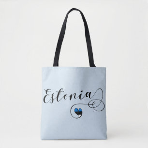 Tote Estônia Heart Bolsa de compra, Bandeira da Estônia