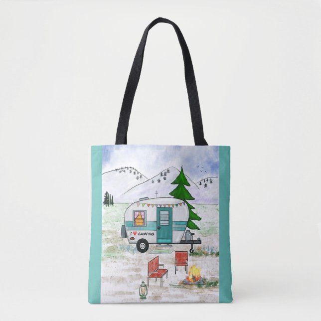 Tote Eu adoro acampar Bolsa (Frente)