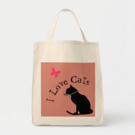 Tote Eu Adoro Gatos Rosa E Bolsa Gráfico Branco