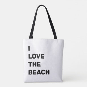 Tote Eu Amo A Praia Bolsa de Verão Citação Tipografia