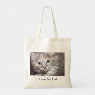 Tote Eu amo minha bolsa de canvas do gato